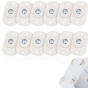 (12 pièces, blanc) Roulettes pivotantes autocollantes, mini roulettes pivotantes, en acier inoxydable, universelles, rotatives à 360 degrés, pour poubelles, boîtes de rangement, meubles - Neuf