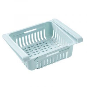 Organiseur de tiroir de r&eacute;frig&eacute;rateur 1 pi&egrave;ce, r&eacute;tractable, bo&icirc;te de rangement pour r&eacute;frig&eacute;rateur, panier de rangement bleu - Neuf