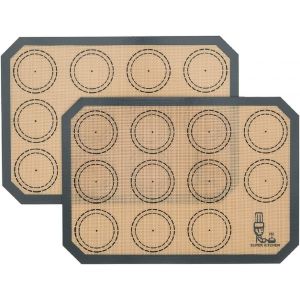 ERYI-2 Pièces Tapis De Cuisson En Silicone, Tapis De Four En Silicone Pour Le Biscuit Et Macaron, Sans Bpa Anti-Adhérent Feuille De Cuisson Patisserie (30 X 21 Cm, Gris) - Neuf
