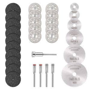 Mini disque de 30 pièces, disque de coupe diamanté, mini lame de scie circulaire, mini disque de coupe HSS et résine (mandrin 3 mm) pour bois, pierre et métal - Neuf