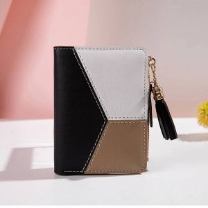 Portefeuille femme cuir PU portefeuille femme en cuir femmes sacs &agrave; main porte-carte pliable Portable dame porte-monnaie--Black - Neuf