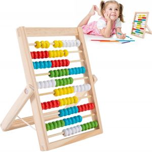 Abacus Math&eacute;matique, Enfant Abacus Jeu avec 100 Perles, Abaque en Bois, Boulier R&egrave;gle &agrave; Calcul, Pour Enfants &agrave; Partir de 3 Ans - Neuf