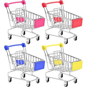 Mini supermarch&eacute; Chariot &agrave; bras, 4 Pcs Mini Panier Supermarch&eacute; Chariot &agrave; main Shopping Utilitaire Mode Stockage Jouet - Neuf