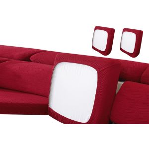 Lot de 2 housses de coussin extensibles pour canap&eacute; - Rouge vin - Neuf