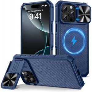 LORANKA-pour iPhone 16 Pro Max 6.9"" &eacute;tui magn&eacute;tique, Compatible avec MagSafe&Slide Camera Push Window Holder Cover Heavy-Duty Military Grade Bumper Edge Protective Phone Case(Bleu, iPhone 16 Pro Max) - Neuf