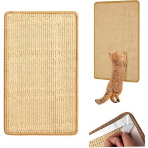 Kalanka-Tapis Griffoir Pour Chat, Planches &Agrave; Gratter En Sisal, 20 X 40 Cm, Tapis En Sisal Naturel, Tapis &Agrave; Griffer Pour Chat, Avec Fermeture Pour Canap&eacute;, Meubles, Porte, Protection Anti-Rayures (Jaun - Neuf