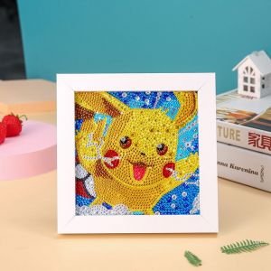 Un Morceau De Peinture À L'diamant Pour Les Enfants Modèle Pikachu Avec Cadre, Puzzle Faits À La Main Bricolage Peinture De Diamant De Bande Dessinée Créative Pleine De Diamants - Neuf
