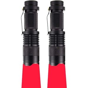 Tianyi-Lampe Torche Rouge, Lampe De Poche Lumiere Rouge Avec Zoom Lampe Torche De Signal 3 Modes Pour L'astronomie, La Vision Nocturne, L'observation Des &Eacute;toiles, La Chasse (Paquet De 2) - Neuf