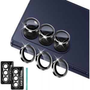 Protection De Lentille Pour Samsung Galaxy Z Fold 6 5g Cam&eacute;ra Arri&egrave;re Protecteur, Individuel En Alliage Aluminium En Hd Verre Tremp&eacute; 9h, Protector Cam&eacute;ra Pour Tout Coque, Noir - Neuf