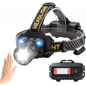 T701a Lampe Frontale Puissante, Avec Capteur De Mouvement, 9 Modes Rechargeable &Agrave; Angle R&eacute;glable De 90&deg;, Lumi&egrave;re &Agrave; T&ecirc;te &Eacute;tanche Ipx4 Pour Le Camping, Le Travail, La P&ecirc;che - Neuf