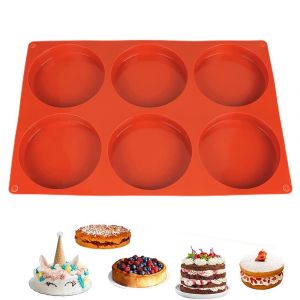 Moule &Agrave; Muffins Rond En Silicone Pour Hamburgers, G&acirc;teaux, Tartes Et Cr&egrave;mes Anglaises - 6 Cavit&eacute;s Antiadh&eacute;sif - Neuf