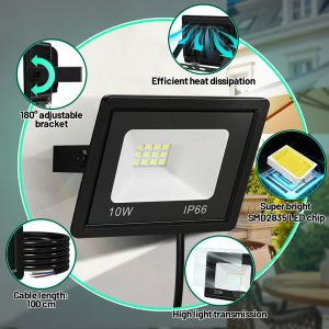 50w Projecteur Led Ext&eacute;rieur Projecteur Floodlight Ip66 &Eacute;tanche Projecteur Ext&eacute;rieur Pour Terrain De Sport Garage 6000k Blanc Froid - Neuf