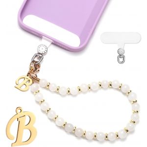 Kal-Jeu Bracelet De Téléphone Perles, Charme De Téléphone Initiales Dragonne De Téléphone Avec Patch Pour Lanière De Téléphone Mains Libres Bracelet De Téléphone Pour Femmes Filles - Neuf