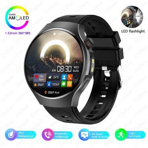 2025 Pour Huawei Montre 5 Montre Intelligente Hommes Lampe De Poche Led Gps Montre De Sport 390*390 Hd Amoled Fr&eacute;quence Cardiaque Bluetooth Appel Smartwatch.Black. - Neuf