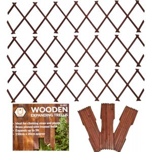 Letnerny-Lot De 3 Treillis De Jardin Extensibles En Bois Marron Fonc&eacute; Extensible Jusqu'&agrave; 150 X 30 Cm - Neuf