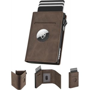 Airtag Porte Carte Homme Slim Portefeuille Homme Pop Up Pour 10 À 12 Cartes, Portefeuilles Et Porte-Cartes Magnétique Avec Blocage Rfid & Monnaie Zippée Fenêtre D'Identification (Noir) - Neuf