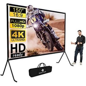 Écran de projection (150 pouces), projection toile avec support 16: 9 HD pliable intérieur/extérieur, écran de projection vidéo pour la maison, fête, bureau, salle de classe¿ - Neuf