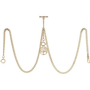 Fdjhy-Montre De Poche Double Albert Pour Homme - Chaîne À Maillons Gourmette - Porte-Clés À 3 Crochets - Pendentif En Forme D'arbre De Vie Antique - Barre En T - Neuf