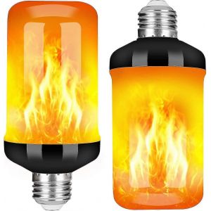 Led Effet De Flamme De Feu Ampoule, Niveau 4 Modes De Clignotement Du Feu De La D&eacute;coration De No&euml;l Lumi&egrave;res, E26 De La Base De La Flamme De La Lampe Avec La T&ecirc;te En Bas Effet(Pack De 2) - Neuf