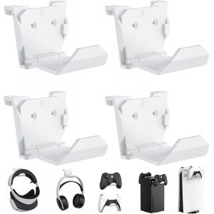 Lot De 4 Supports Muraux Pour Manette Ps5,Xbox,Switch Controller-Support Mural Pour Manette Et Casque,Installation Adhésive/Vis (Blanc) - Neuf
