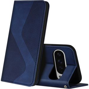 Kalanka-Coque Pour Google Pixel 9 Pro Xl, Premium Étui Housse En Cuir De Protection Avec [Emplacements Cartes] [Magnetique], Clapet Folio Portefeuille Pour Google 9 Pro Xl (Bleu) - Neuf