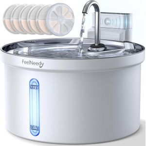Fontaine A Eau Chat Sans Fil &Agrave; Pile [S&eacute;paration De L'eau Et De La Batterie] Fontaine En Acier Avec D&eacute;tecteur Avec Batterie Rechargeable 4000mah-3,5l, Avec 6 Set Filters - Neuf