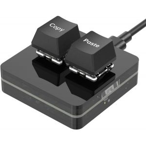 Mini clavier à 2 touches Copy Paste Clavier de jeu mécanique RVB programmable, macro, personnalisé, compact, type C, pour Windows et Mac (noir, copy/pâte) - Neuf