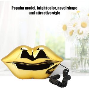 T&eacute;l&eacute;phone De Bureau Multifonctionnel En Forme De L&egrave;vre Mignonne, Ligne Fixe Sans Fil De D&eacute;coration Int&eacute;rieure En Rouge, Design De Nouveaut&eacute; R&eacute;tro Pour La Communication Et - Neuf