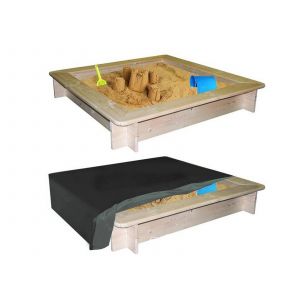 Housse de bac &agrave; sable d'ext&eacute;rieur 150 x 150 cm avec cordon de serrage - Noire - Neuf