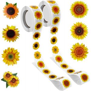 Lot De 1 000 Autocollants Tournesol De 2,5 Cm, &Eacute;tiquettes Tournesol D'&eacute;t&eacute; Avec 8 Motifs De Tournesol Adh&eacute;sifs Pour No&euml;l, Thanksgiving, D&eacute;coration De Cadeaux, Cartes De V?ux, Scrapbooking, Enveloppes - Neuf