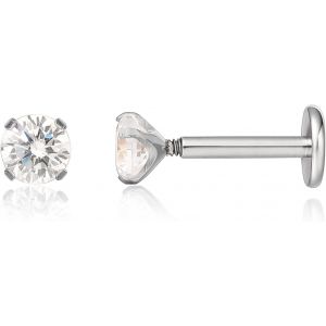 18g Titane Piercing Tragus,2pcs Piercing Labret Lèvre Bouche Avec Cz Opale,Filetage Intérieur Piercing Oreille Cartilage,Piercing Pour Nombril Langue Sourcil Septum Nez Oreille.[X1714] - Neuf