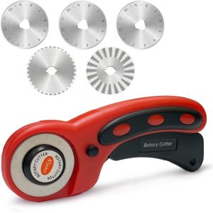 Senior-Kit De Couteau Rotatif Cutter Rotatif Couture Avec 5 Lames De Rechange &Oslash; 45mm Une D&eacute;coupe Pr&eacute;c M&eacute;canisme De Protection Pour Couture Le Patchwork Tissu Papier Toile Et De Cuir[L2145] - Neuf