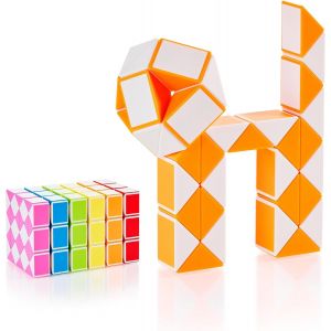 Magic Snake Cube | Jouet de Poche pour Les Enfants de 4 &agrave; 8 Ans | Cadeau Anniversaire Enfants invites | Cadeau pour &eacute;l&egrave;ves - 36 Blocs | 2,3 mm x 1,8 mm | Orange - Neuf