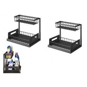 Lot de 2 paniers coulissants &agrave; tiroir sous &eacute;vier - Neuf