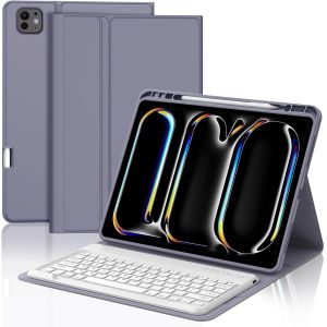 Coque Clavier Ipad Pro 13 Pouces 2024, Bluetooth Détachable Sans Fil Bluetooth Azerty Étui Clavier Pour Avec Porte-Style Ipad Pro 13 2024, Lavande - Neuf