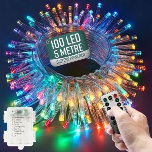 Kal-Guirlande Lumineuse De Jardin À Piles U2013 100 Led Avec Télécommande U2013 8 Modes D'éclairage U2013 Guirlande Lumineuse À Piles Pour Intérieur Et Extérieur U2013 Esthétique De La Chambre À - Neuf
