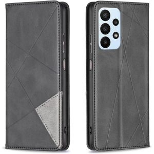 Mdy-Coque Pour Samsung Galaxy A23 5g, Housse Portefeuille En Cuir Etui De Protection Avec Slim Tpu Silicone Bumper Antichoc Magnétique Flip Case, Porte Cartes Avec Fonction Support Cover (Noir) - Neuf