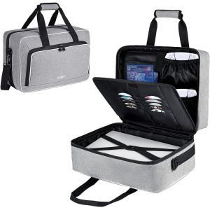 &Eacute;tui de Transport Compatible pour PS5/PS5 Pro,Sac de Rangement de Protection pour Manettes PS5,Disques de Jeu,Accessoires de Chargeur,Gris - Neuf