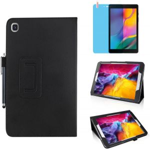ELVORIX-Tablettes Coque pour Samsung Galaxy Tab A 8.0 inch 2019 (SM-T290 T295 T297),Full De Protection Multi-Angle Debout Etui Cuir Housse avec Stylus Pen,Protecteur Film (Black) - Neuf