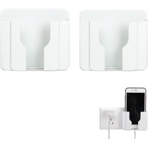 Lot De 2 Supports Muraux Pour Chargeur De Téléphone Portable-Mallette De Rangement À Distance-Support Mural Pour Smartphones-Câble De Charge-Support Autocollant (Blanc X 2 Pièces) - Neuf