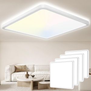 Kal-29cm Plafonnier Led 24w 3200lm 6000k,4000k,3000k, Ip54 Etanche Plafonnier Salle De Bain, Led Plafond Carré, Luminaire Plafonnier Moderne Pour Chambre À Coucher Salon Cuisine Bureau Balcon - Neuf