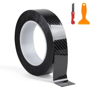 Film Carbone Voiture Autocollant 5D Noir Brillant 3cm × 10m Bandes Adhésives pour Peinture Seuil de Porte de Voiture Pare-Chocs Coffre Vélo Moto Meubles - Neuf