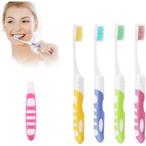 4pcs Brosse A Dent Pliable,Brosses À Dents Pliantes Pour Voyage,Brosses À Dents De Voyage Pliables,Mini Brosse A Dent,Mini Brosse À Dents À Poils Souples,Brosse À Dents De Voyage Pliable - Neuf