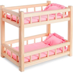 Lit Superposé En Bois Pour Poupées - Lit Pour Poupées Jusqu'À 36 Cm - Jeu Créatif Avec Des Meubles De Poupée - Neuf