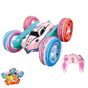 Voiture Acrobatique T&eacute;l&eacute;command&eacute;e 4x4 &Agrave; Rotation Double Face Avec Lumi&egrave;res Et Chargement Usb - Neuf