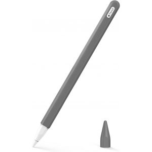 Coque Compatible avec iPad iPencil 2e G&eacute;n&eacute;ration, &Eacute;tui Housse de Protection pour Stylet en Silicone, Cover de Stylet avec Pointes de Rechange et Clip Int&eacute;gr&eacute; - Gris - Neuf