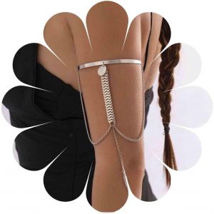 Eryi-Punk Bras Manchette Haut Bras Bracelet Feuille D'argent Montre Chaîne Gland Brassards Ouvert Bracelet Bras Bandes Bijoux Pour Femmes Filles - Neuf