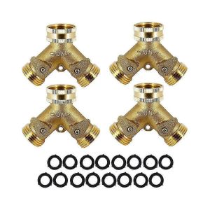 4 pcs répartiteur de tuyau d'arrosage Connecteur à 3 voies Répartiteur de robinet de jardin en laiton robuste pour robinet extérieur - Neuf