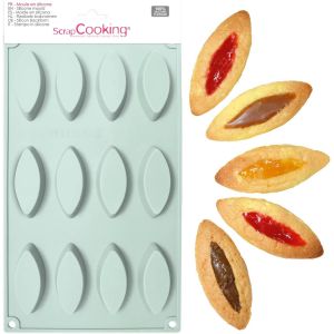 Moule En Silicone Barquettes - Moule &Agrave; Barquettes 12 Cavit&eacute;s - Ustensile Souple G&acirc;teaux Biscuits P&acirc;tisserie - Mini Barquettes - Apte Four & Cong&eacute;lateur - Vert D'eau - 3126 - Neuf