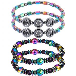 Boucle De Pied Magn&eacute;tique En H&eacute;matite Naturelle, Bracelet &Eacute;lastique Pour Les Pieds Et Les Poignets, 4 Pi&egrave;ces, Taille Universelle Pour Homme Et Femme, Am&eacute;lioration Du Bien-&Ecirc;tre - Neuf